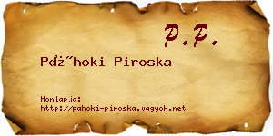 Páhoki Piroska névjegykártya